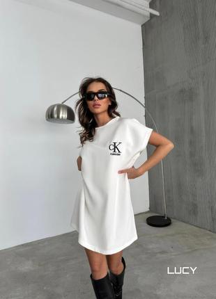 Жіноча сукня-футболка у стилі oversize двонитка 42-463 фото