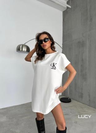 Жіноча сукня-футболка у стилі oversize двонитка 42-464 фото