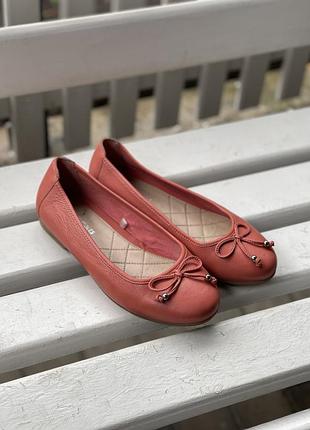Коралові шкіряні балетки, шкіра 100% heavenlysoles