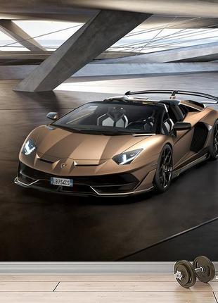 Фотообои 3д на стену "lamborghini aventador gold", флизелиновые фотообои подростку в спальню, кухню, зал