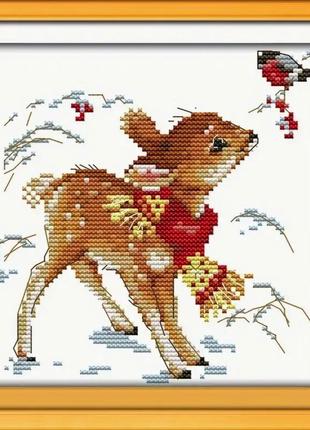 Набір для вишивання за нанесеною на канву схемою "deerlet".aida 14ct printed , 19*19 см