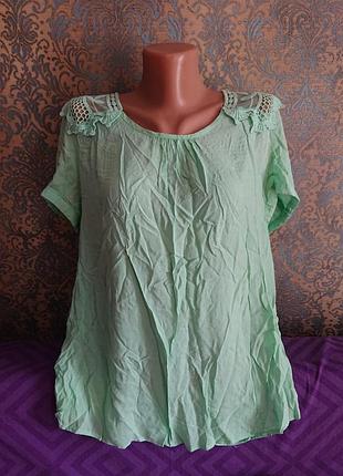 Красивая летняя блуза хлопок большой размер батал 50 /52 блузка футболка