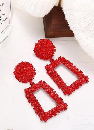 Серьги гвоздики красные в стиле zara серьги