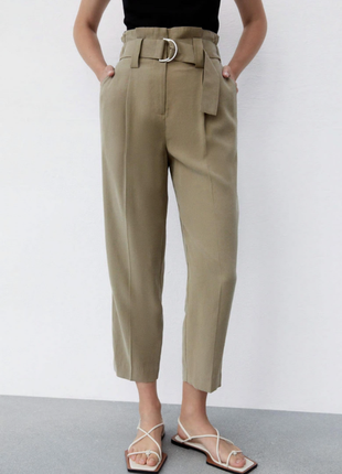 Укороченные вискозные легкие брюки zara