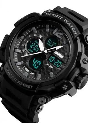 Годинник наручний чоловічий skmei 1343bk black, годинник тактичний протиударний. bv-662 колір: чорний