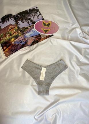 Трусики lavolle рубчік стрази бразілійки сірі бавовна