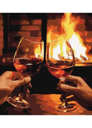 Картина за номерами "гріємось біля каміна" kho8369 40х50 см