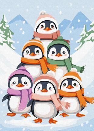 Картина за номерами "забави пінгвінів" kho6101 30х40 см