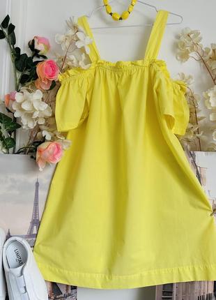 Желтое хлопковое платье2 фото