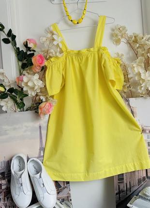 Желтое хлопковое платье6 фото