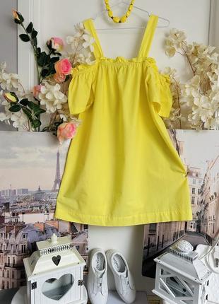 Желтое хлопковое платье9 фото