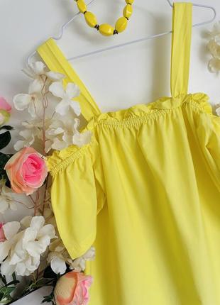 Желтое хлопковое платье10 фото