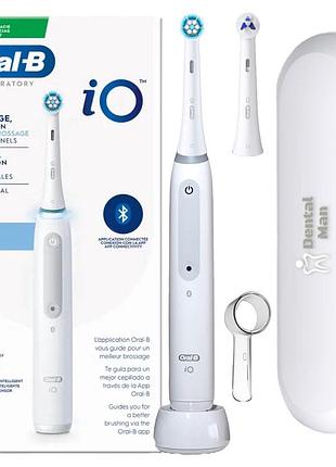 Електрична зубна щітка oral-b braun io 5 laboratory white +1 насадка і футляр для зубної щітки + 1 чохол на