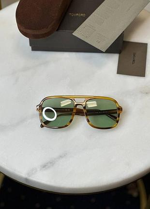 Окуляри tom ford falconer великі зелена лінза, жовто-коричнева оправа
