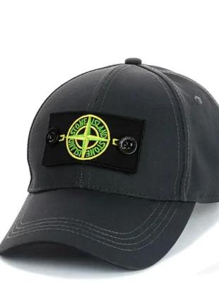 Бейсболка с патчем "stone island" темно-серый