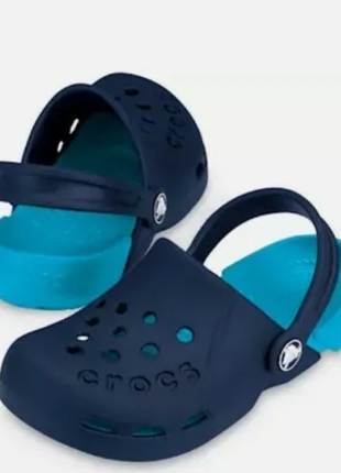 Crocs детские шлепки шлепанцы сабо крокс сандалии electro clog navy electric blue