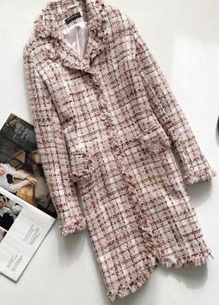 Красивое пальто твидовая на подкладке м 10
