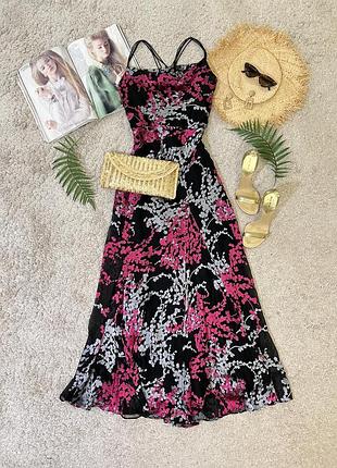 Розкішна вечірня міді сукня у квітковий принт №112