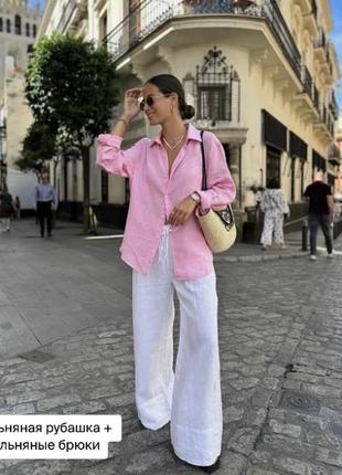 Льняные свободные фирменные брюки, франция grand garçon