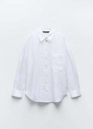 Рубашка zara 100% льон