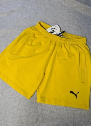 Шорти puma,  чоловічі шорти трикотаж, легкі трикотажні шорти, спортивні шорти, чоловічі спортивні шорти пума, шорти жовті чоловічі, шорти