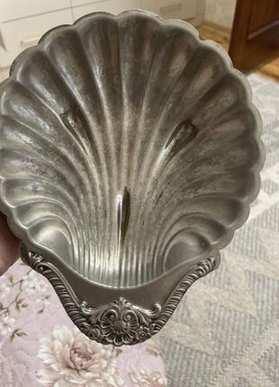 Винтажная старинная тарелка тарелка пепельница серебристого цвета подставка мшля