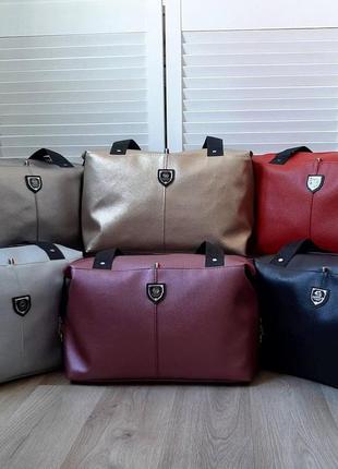 Женская спортивная дорожная сумка красная кож.зам.