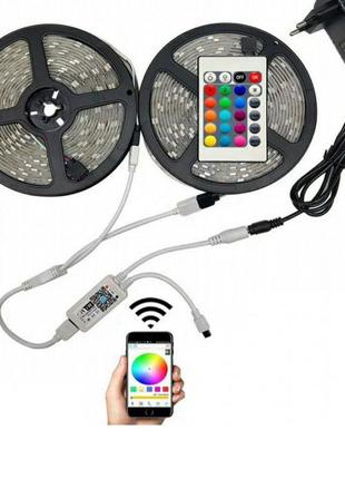 Светодиодная лента smd 5050 rgb led 5 м ip65 с bluetooth wifi контролем. подключение 220v7 фото