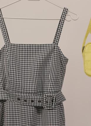 Картата сукня сарафан pull&bear з поясом