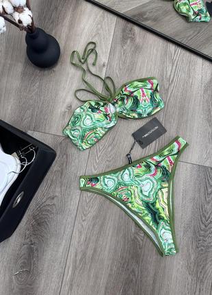Prettylittlething купальник бандо высокие плавки высокая посадка
