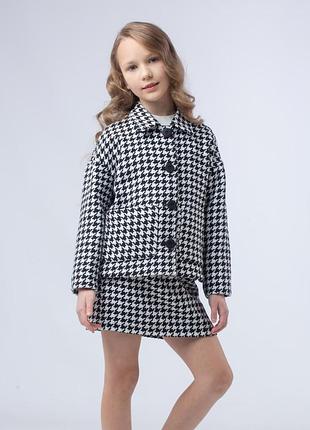 Твидовый костюм пиджак и юбка на подкладке