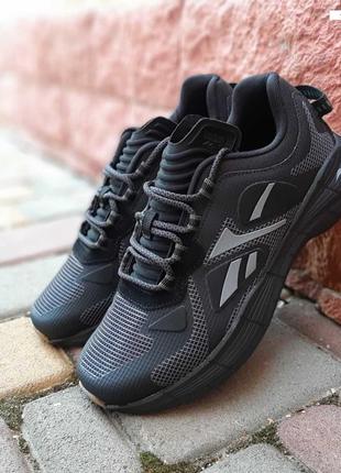 Reebok zig kinetica чорні з сірим кросівки кеди чоловічі рібок кінетіка весняні осінні літні демісезонні низькі текстильні сітка легкі відмінна якість