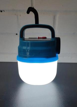 Підвісний ліхтар світильник led з гачком для кемпінгу, ліхтариком та сонячною панеллю. колір: синій9 фото