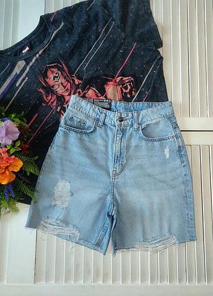 Джинсовые шорты мом момы бермуды с потёртостями и рваностями от h&m