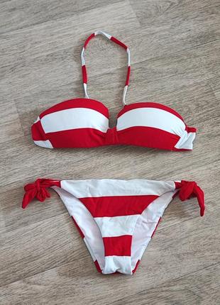 Calzedonia купальник размер s красный белый полосатый