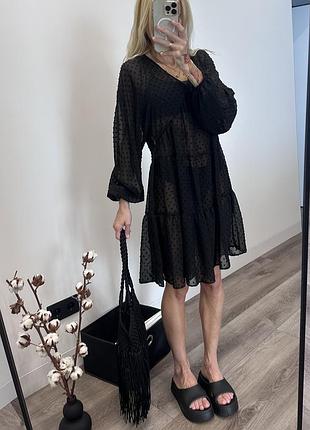 Primark туника платье пляжное сетчатое в горошек из сетки на купальник миди
