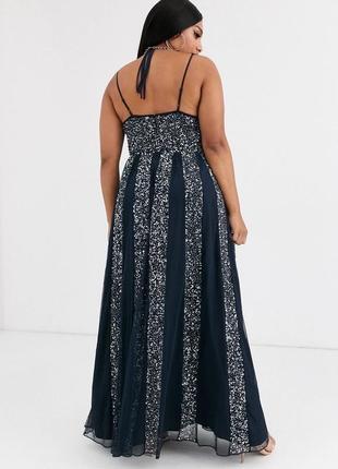 Сетчатое платье макси на бретелях asos design curve украшенное вставками из пайеток5 фото
