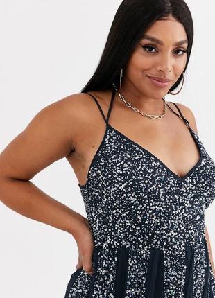 Сетчатое платье макси на бретелях asos design curve украшенное вставками из пайеток4 фото