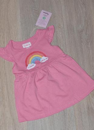 Плаття impidimpi 3-6 міс. 68 lupilu літнє платтячко сукня сарафан на дівчинку тонка класна бавовняна бавовна красива дитяча рожева райдуга веселка
