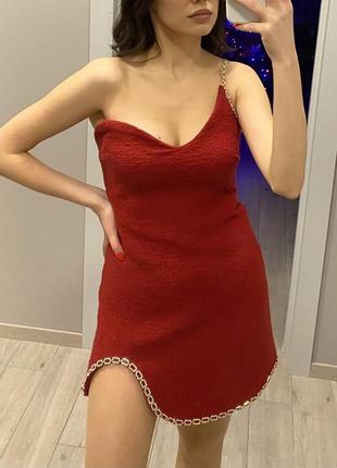 Платье zara мини красная