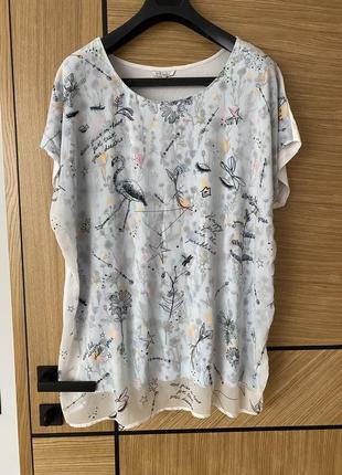 Красивая натуральная блузка футболка-двойка обманка