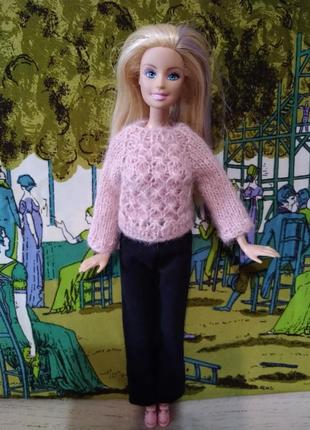 Одяг для барбі - светр рожевий із махера.4 фото