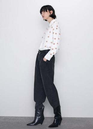 Блузка рубашка из вискозы в крупный обьемный горох горошек от zara