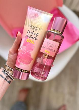 Спрей и лосьон для тела velvet petals sol victoria’s secret