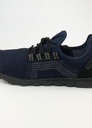 44 размер кроссовки для спорта для бега мужские текстильные синие сетка весна лето3 фото