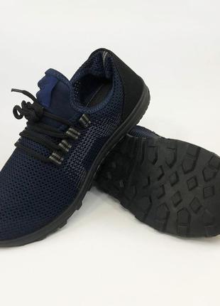 44 размер кроссовки для спорта для бега мужские текстильные синие сетка весна лето2 фото