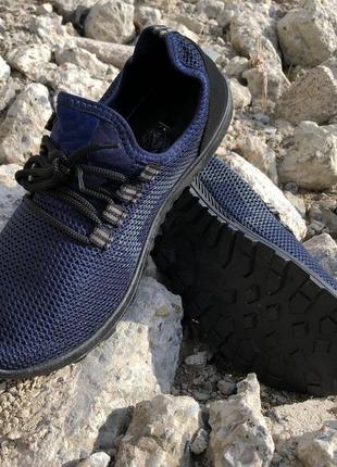 44 размер кроссовки для спорта для бега мужские текстильные синие сетка весна лето6 фото