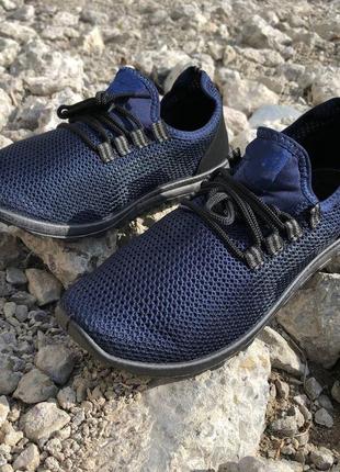 44 размер кроссовки для спорта для бега мужские текстильные синие сетка весна лето9 фото