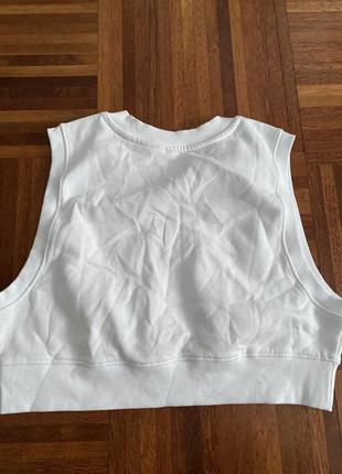 Новий укорочений білий теплий бавовняний з флісом топ жилетка divided by h&m m 38 швеція 🇸🇪