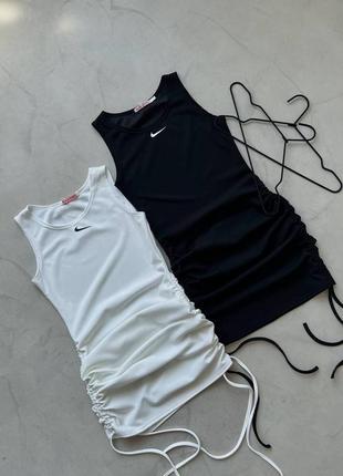 Платье мини nike облегающее на завязках короткое платье майка сарафан стильная базовая найк черная розовая белая